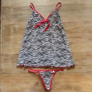 Jasmine & Ginger Mesh Zebra Babydoll Set